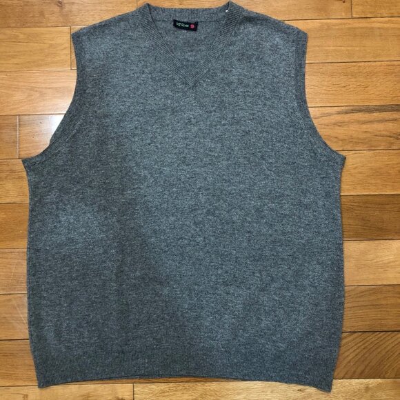 Jeff Rose 100% Cashmere V-Neck Gray Knit Vest Size XL - Picture 1 of 7